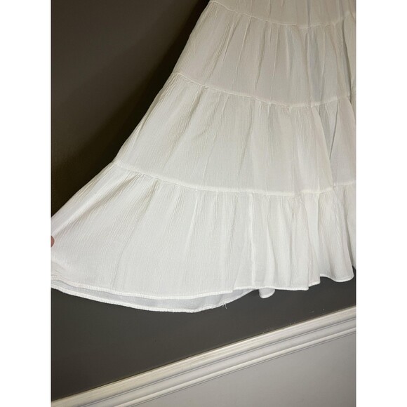 Sag Harbor Skirt Womens Large White Tiered Boho Maxi Flowy 100% Rayon Summer - Picture 2 of 4